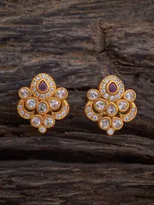 Kushal's Fashion Jewellery Embellished Bridal 92.5 Silver Gold Plated Contemporary Studs