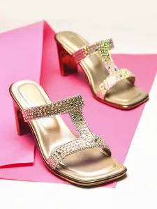 CLOG LONDON Women Open Back Embellished Block Sandals