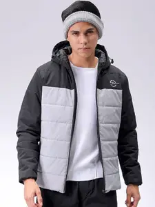 The Indian Garage Co Men Hooded Colourblocked Slim Fit Puffer Jacket