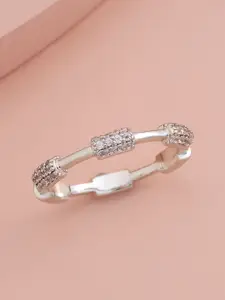 Kushal's Fashion Jewellery   Rhodium Plated Stone-Studded Finger Ring