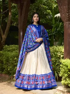 LOOKNBOOK ART Patola Printed Silk Ready to Wear Lehenga & Unstitched Blouse With Dupatta