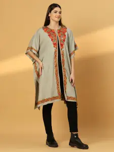 Zamour Paisley Kashmiri Embroidered Open Front Pheran Shrug