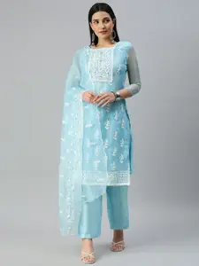Maroosh Embroidered Thread Work Organza Unstitched Dress Material
