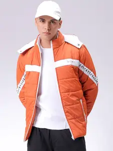 The Indian Garage Co Men Hooded Striped Casual Padded Jacket