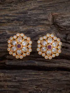 Kushal's Fashion Jewellery Embellished Bridal 92.5 Silver Gold-Plated Floral Studs