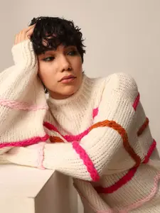 ONLY Women Self Design Turtle Neck Long Sleeves Pullover Sweaters