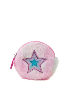 Accessorize Girls Embellished Star Faux Fur Zip Around Purse