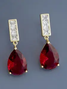 Kushal's Fashion Jewellery Gold Plated Teardrop Shaped Drop Earrings