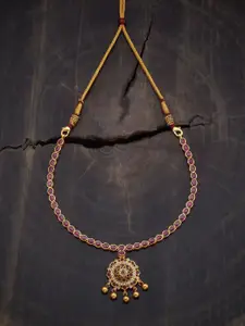 Kushal's Fashion Jewellery Embellished Bridal 92.5 Silver Gold-Plated Temple Necklace