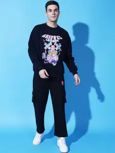 GRIFFEL Men Typography Printed Round Neck Long Sleeves Winter Tracksuits