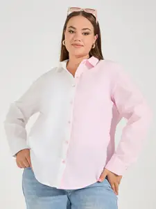 Styli Women Spread Collar Solid Oversized Casual Shirt