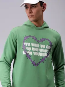 The Indian Garage Co Men Typography Printed Hooded Sweatshirt