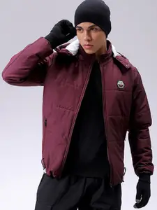 The Indian Garage Co Men Slim Fit Zip-Front PufferJacket with Detachable Hood