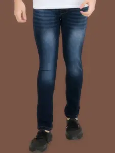 LINARIA Men Classic Slim Fit Low Distress Light Fade Mid-Rise Jeans