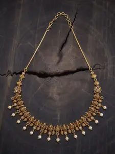 Kushal's Fashion Jewellery Gold-Plated Stone Studded & Beaded Antique Necklace