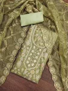 Maroosh Floral Embellished Sequinned Organza Unstitched Dress Material