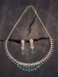 Kushal's Fashion Jewellery Gold-Plated CZ Stone Studded Necklace & Earrings