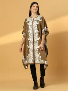 Zamour Floral Kashmiri Embroidered Open Front Pheran Shrug