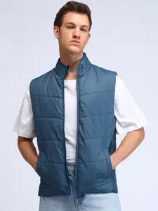 Flying Machine Men Mock Collar Solid Casual Padded Jacket