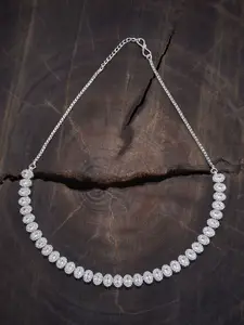 Kushal's Fashion Jewellery Rhodium-Plated Cubic Zirconia Stone Studded Necklace
