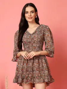 aayu Women Floral Printed Fit & Flare Mini Dress