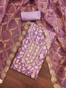 Maroosh Floral Embellished Sequinned Organza Unstitched Dress Material