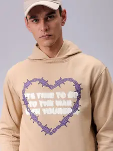 The Indian Garage Co Men Typography Printed Hooded Sweatshirt