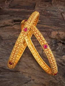 Kushal's Fashion Jewellery Embellished Bridal Set Of 2 Gold-Plated 92.5 Silver Bangles