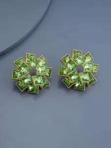 Kushal's Fashion Jewellery Gold Plated Cubic Zirconia Studded Floral Studs Earrings