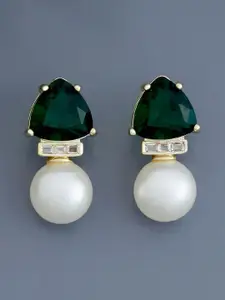 Kushal's Fashion Jewellery Gold-Plated Cubic Zirconia Triangular Studs