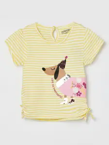 Juniors by Lifestyle Girls Striped Round Neck Cotton T-shirt