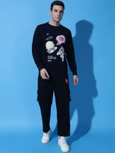 GRIFFEL Men Typography Printed Mid-Rise Tracksuits