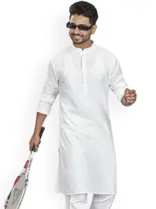 Authentics Band Collar Long Sleeves Regular Pure Cotton Straight Kurta