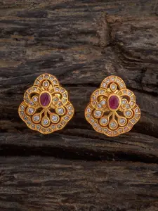 Kushal's Fashion Jewellery Embellished Bridal 92.5 Silver Gold-Plated Stone Studded Studs