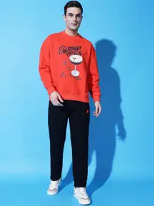 GRIFFEL Men Typography Printed Round Neck Long Sleeves Winter Tracksuits