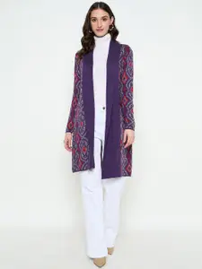 CREATIVE LINE Self Design Longline Woollen Open Front Shrug