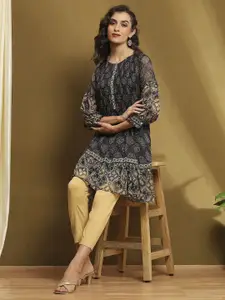 Biba Women Floral Printed A-Line Knee Length Kurta