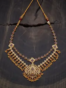 Kushal's Fashion Jewellery Embellished Bridal 92.5 Silver Gold-Plated Stone Necklace