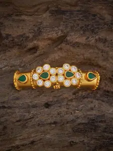 Kushal's Fashion Jewellery 92.5 Pure Silver Gold-Plated Stone-Studded Bangle