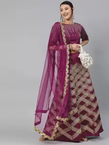 Fabcartz Embroidered Thread Work Semi-Stitched Lehenga & Unstitched Blouse With Dupatta