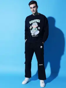 GRIFFEL Men Typography Printed Mid-Rise Tracksuits