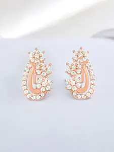 Zavya 925 Pure Sterling Silver Rose Gold-Plated Cubic Zirconia Contemporary Studs