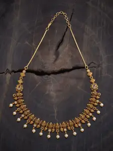 Kushal's Fashion Jewellery Gold-Plated Stone Studded Antique Necklace