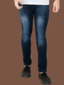 LINARIA Men Classic Slim Fit Low Distress Heavy Fade Jeans