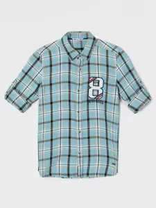 Fame Forever by Lifestyle Boys Spread Collar Tartan Checked Cotton Casual Shirt