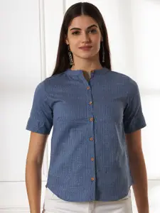 Anouk Rustic Women Vertical Stripes Striped Cotton Shirt Style Top