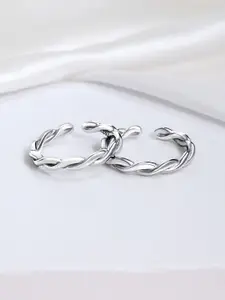 Zavya Set Of 2 Sterling Silver Rhodium-Plated Toe Rings
