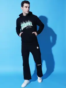 GRIFFEL Men Printed Mid-Rise Hooded Tracksuits