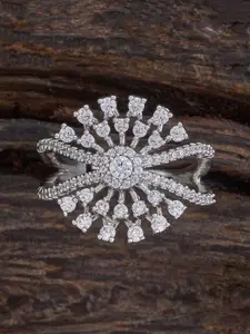 Kushal's Fashion Jewellery Rhodium Plated Zircon Embellished Bridal Geometric Studs