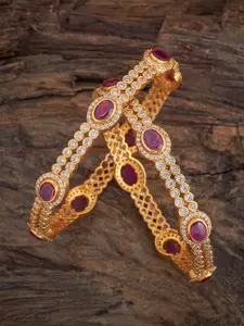 Kushal's Fashion Jewellery Embellished Bridal Set Of 2 Gold-Plated 92.5 Silver CZ Bangles